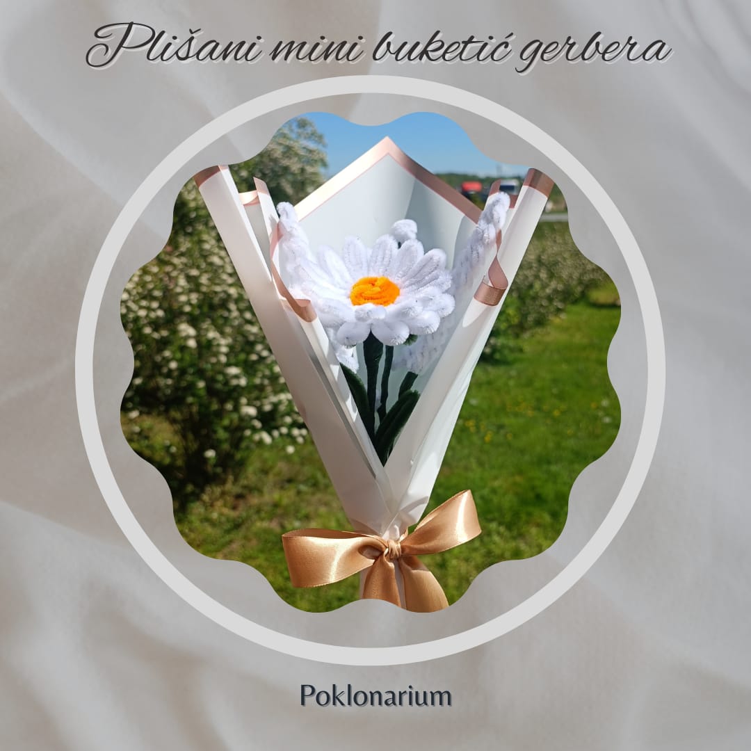 Plišani mini buketić gerbera